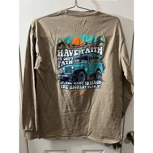 Blessed Girl Women's Long Sleeve T-Shirt Brown Have Faith Jeep ‎ Size Medium